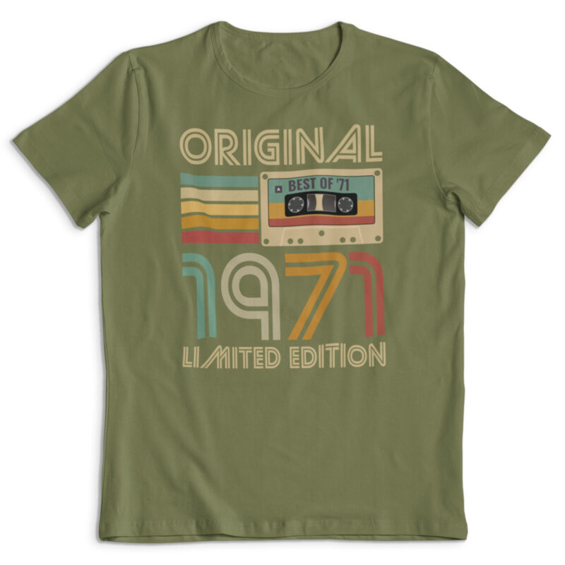 Koszulka prezent na urodziny rok 1971 kaseta khaki
