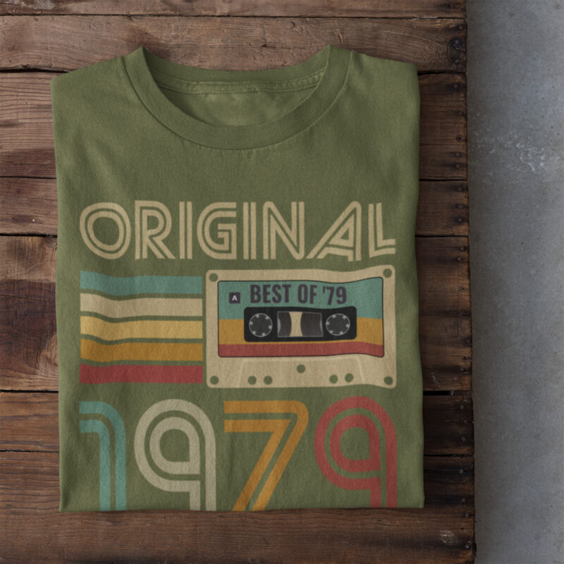 Koszulka prezent na urodziny rok 1979 kaseta damska khaki - obrazek 2