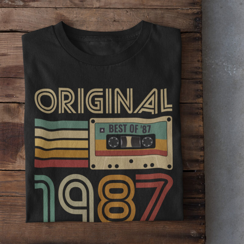 Koszulka prezent na urodziny rok 1987 kaseta damska czarna - obrazek 2