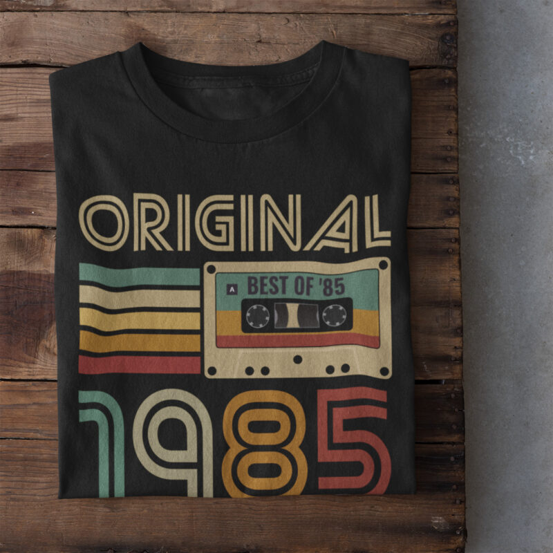 Koszulka prezent na urodziny rok 1985 kaseta damska czarna - obrazek 2