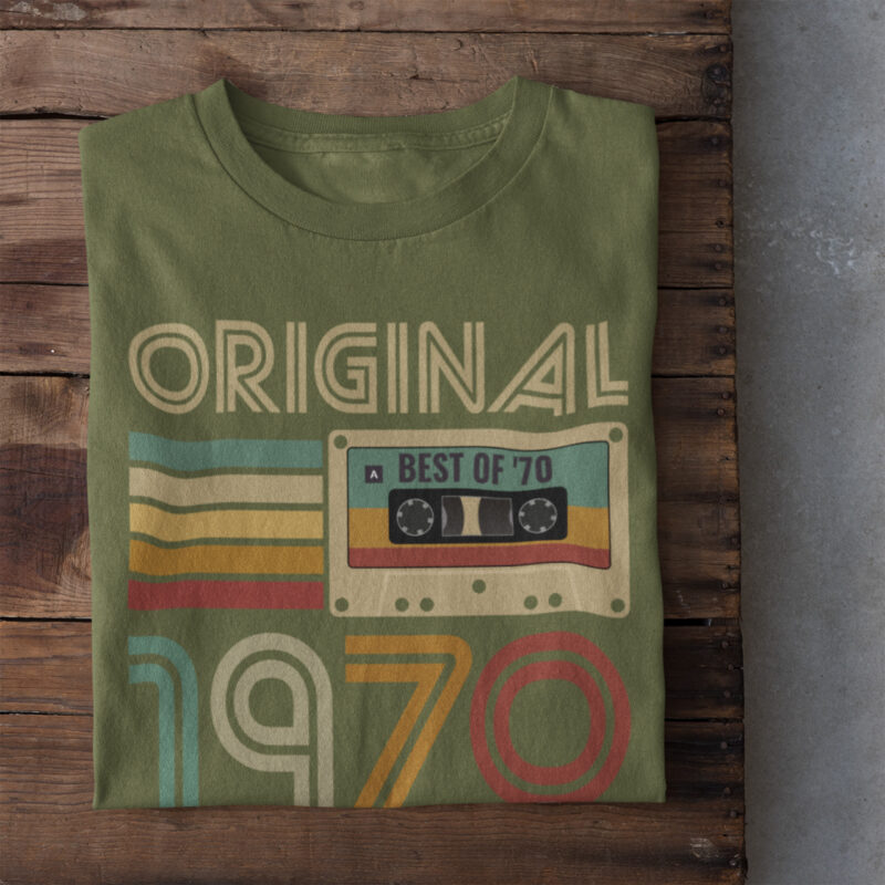 Koszulka prezent na urodziny rok 1970 kaseta damska khaki - obrazek 2