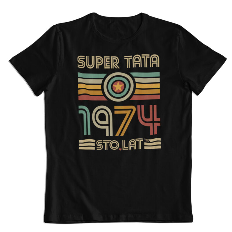 Koszulka prezent na Dzień Ojca, "Super Tata" rocznik 1974